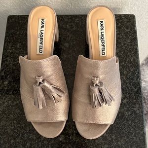 Karl Lagerfeld Paris Silver Mules